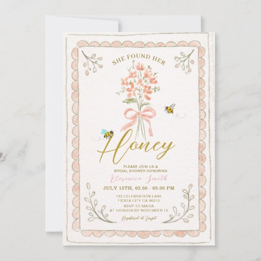 She Found Her Honey Bee Bridal Shower Kaart (Voorkant)