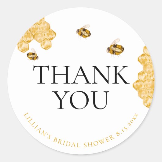 She Found Her Honey Bee Bridal Shower Thank You Ronde Sticker (Voorkant)