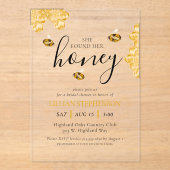 She Found Her Honey Bee Themed Bridal Shower Acryl Uitnodigingen (Voorkant)
