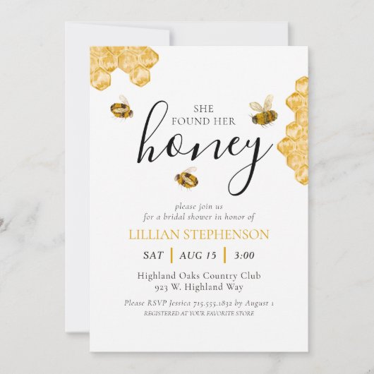 She Found Her Honey Bee Themed Bridal Shower Kaart (Voorkant)