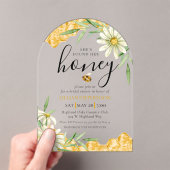 She Found Her Honey Bee Themed Daisy Bridal Shower Acryl Uitnodigingen (Insitu (Draagbaar))