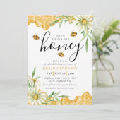 She Found Her Honey Bee Themed Daisy Bridal Shower Kaart (Staand voorkant)