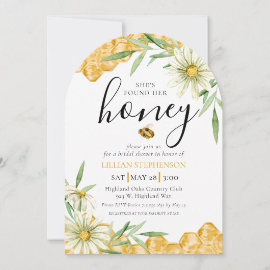 She Found Her Honey Bee Themed Daisy Bridal Shower Kaart (Voorkant)