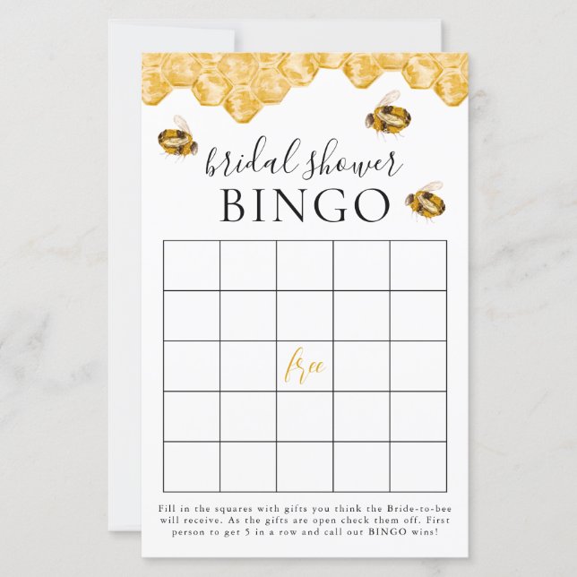 She Found Her Honey Bridal Shower Bingo Game Card (Voorkant)