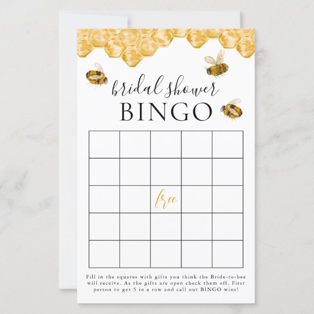 She Found Her Honey Bridal Shower Bingo Game Card (Voorkant)