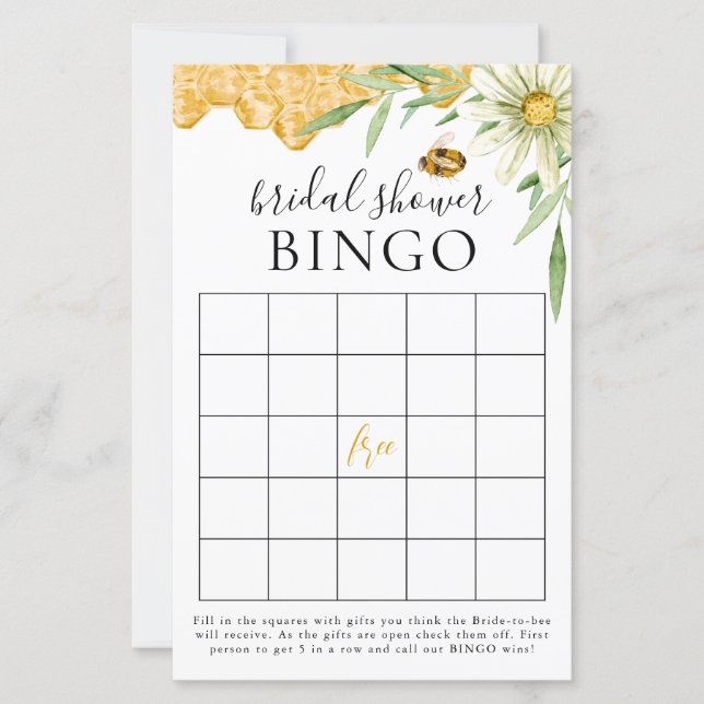 She Found Her Honey Bridal Shower Bingo Game Card (Voorkant)