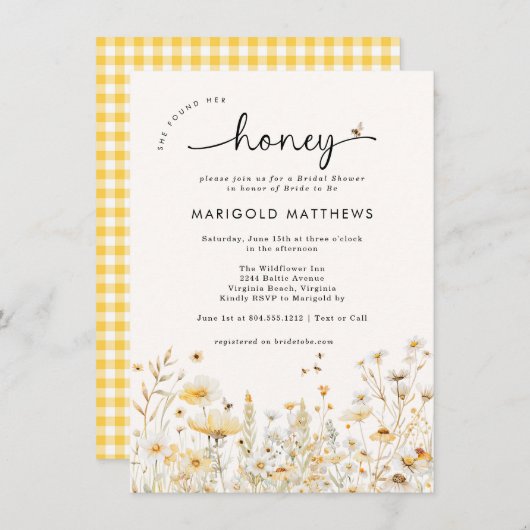 She Found Her Honey Bridal Shower Invitation Kaart (Voorkant / Achterkant)