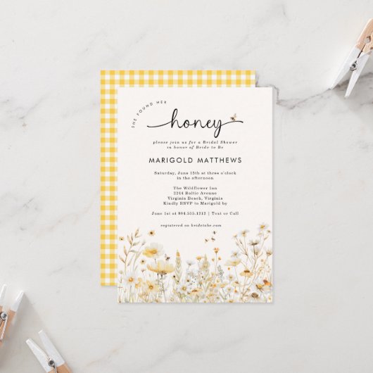 She Found Her Honey Bridal Shower Invitation Kaart (Voorkant / Achterkant in situ)