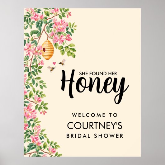 She Found Her Honey Bridal Shower Welcome Sign Poster (Voorkant)
