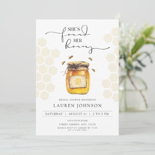 She Found Her Honey Elegant Bee Bridal Shower Kaart (Staand voorkant)