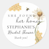 She Found Her Honey Personalized Bridal Shower Ronde Sticker (Voorkant)