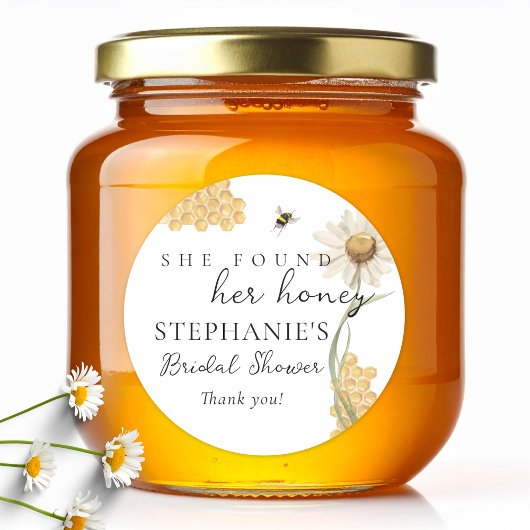 She Found Her Honey Personalized Bridal Shower Ronde Sticker