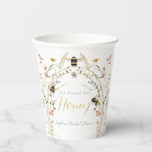She found her Honey Wildflower Bridal Shower Papieren Bekers (Voorkant)