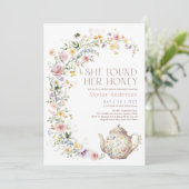 She Found Her Honey Wildflower Bridal Shower Tea Kaart (Staand voorkant)