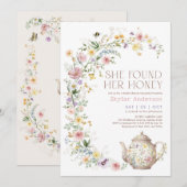 She Found Her Honey Wildflower Bridal Shower Tea Kaart (Voorkant / Achterkant)