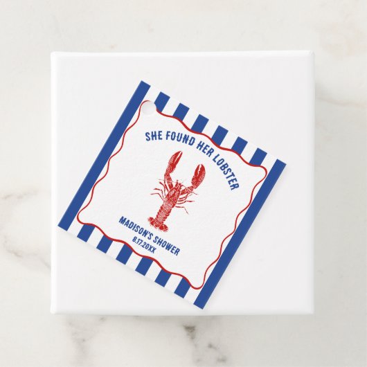 She Found Her Lobster Nautical Bridal Shower Bedankjes Labels (In situ)