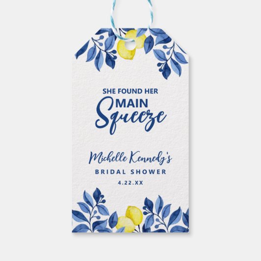 She Found Her Main Squeeze Bridal Shower Cadeaulabel (Achterkant)