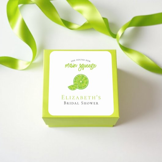She Found her Main Squeeze Bridal Shower Favor Vierkante Sticker