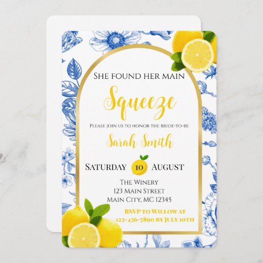 She Found Her Main Squeeze Bridal Shower Invitatio Kaart (Voorkant / Achterkant)