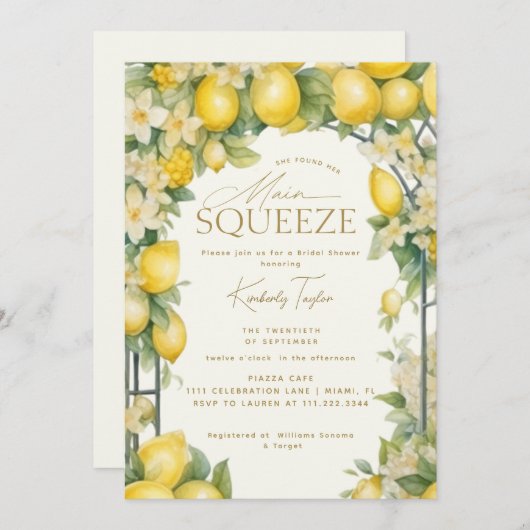 She Found Her Main Squeeze Lemon Bridal Shower Kaart (Voorkant / Achterkant)