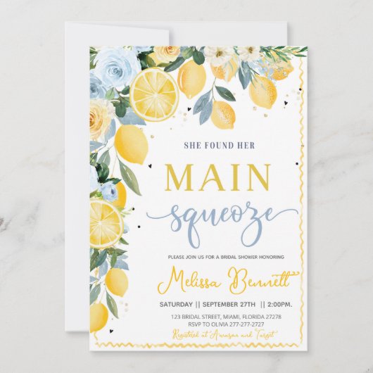 She Found Her Main Squeeze Lemon Bridal Shower  Kaart (Voorkant)