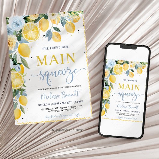 She Found Her Main Squeeze Lemon Bridal Shower  Kaart