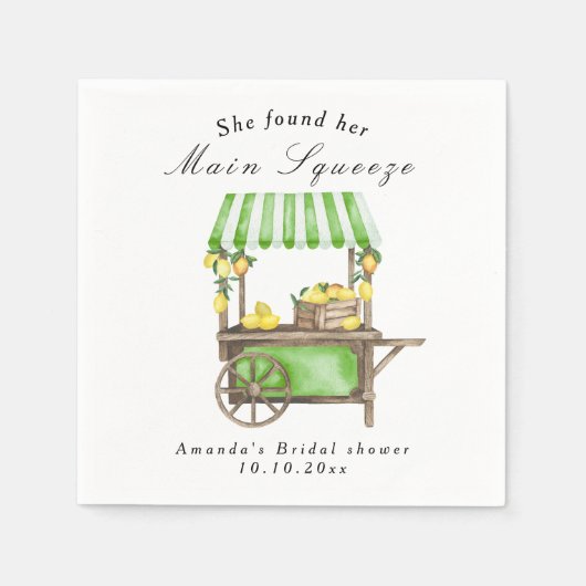 She Found Her Main Squeeze Lemon Bridal Shower Servet (Voorkant)