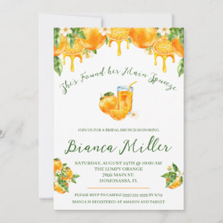 She Found Her Main Squeeze Orange Bridal Shower Kaart