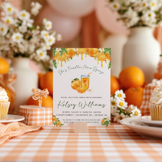 She Found Her Main Squeeze Orange Bridal Shower Kaart