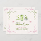 She Found Her Perfect Matcha Bow Bridal Shower  Bedankkaart (Voorkant / Achterkant)