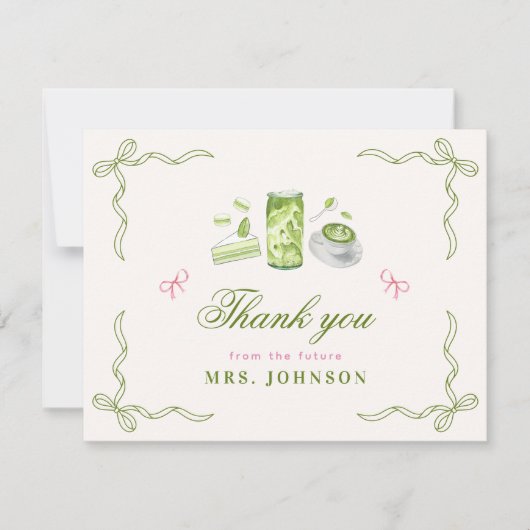 She Found Her Perfect Matcha Bow Bridal Shower  Bedankkaart (Voorkant)