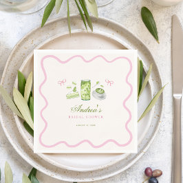 She Found Her Perfect Matcha Bow Bridal Shower Servet