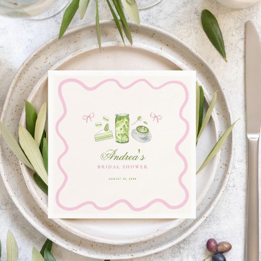 She Found Her Perfect Matcha Bow Bridal Shower Servet