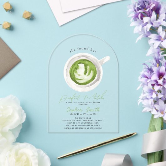 She found her Perfect Matcha Bridal Shower Acryl Uitnodigingen (Insitu (Huwelijk))