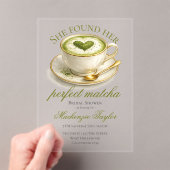 She Found Her Perfect Matcha Bridal Shower  Acryl Uitnodigingen (Insitu (Draagbaar))