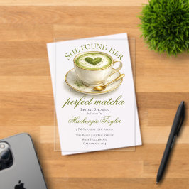 She Found Her Perfect Matcha Bridal Shower  Acryl Uitnodigingen