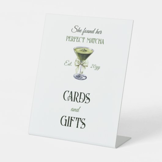 She Found Her Perfect Matcha Bridal Shower Favor Reclamebord Met Voetstuk (Voorkant)