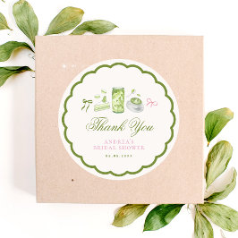 She Found Her Perfect Matcha Bridal Shower Favor Ronde Sticker