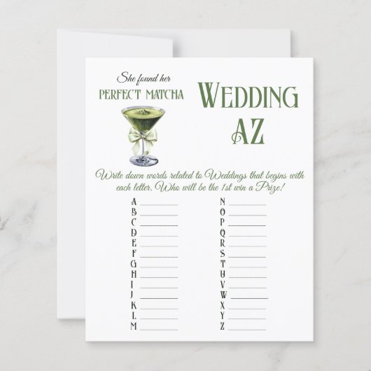 She Found Her Perfect Matcha Bridal Shower Game (Voorkant)