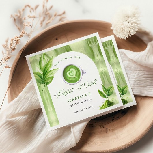 She Found Her Perfect Matcha Elegant Bridal Shower Servet