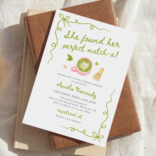 She Found Her Perfect Matcha Green Bridal Shower Kaart