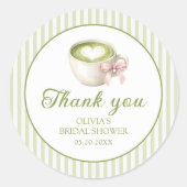 She Found Her Perfect Matcha Green Bridal Shower Ronde Sticker (Voorkant)