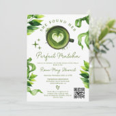 She Found Her Perfect Matcha Green Tea Qr Bridal  Kaart (Staand voorkant)