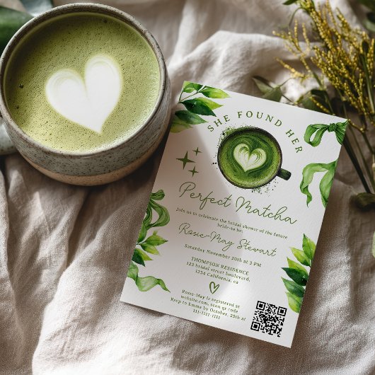 She Found Her Perfect Matcha Green Tea Qr Bridal  Kaart
