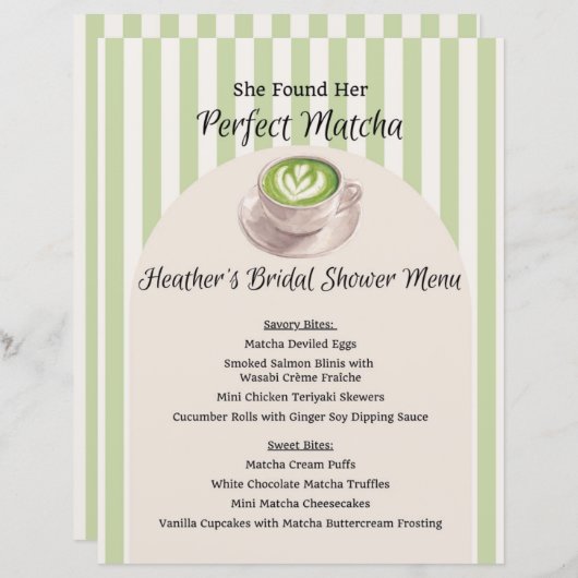 She Found Her Perfect Matcha Menu (Voorkant / Achterkant)