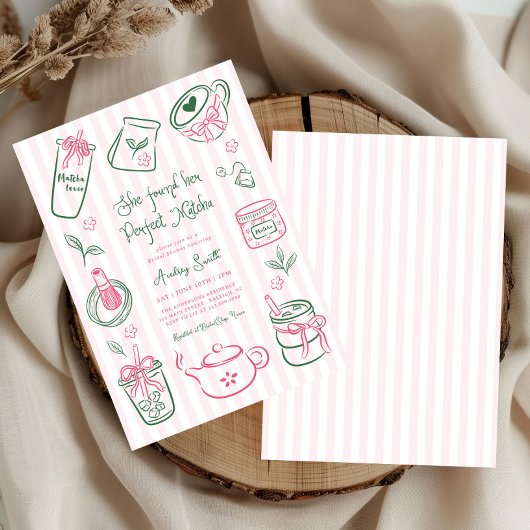 She Found Her Perfect Matcha Pink Bridal Shower Kaart