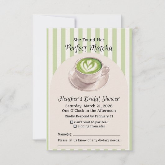 She Found Her Perfect Matcha Response Card RSVP Kaartje (Voorkant)