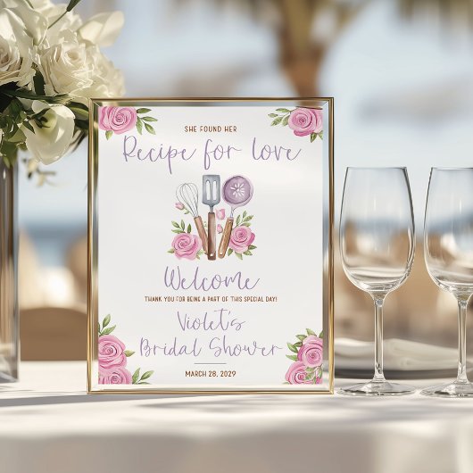 She Found her Recipe for Love! Shower Welcome Poster