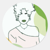 she - green ronde sticker (Voorkant)