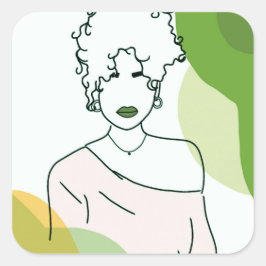 she - green vierkante sticker
